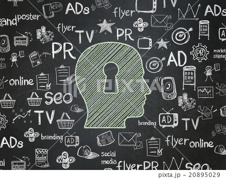 Marketing concept: Head With Keyhole on School Marketing concept: Head With Keyhole on School 20895029