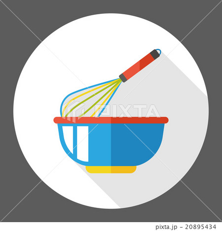 Eggbeater and bowl flat icon 20895434