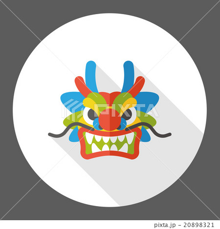 Chinese New Year flat icon; The dragon and lion dancing head Chinese New Year flat icon; The dragon and lion dancing head 20898321