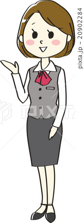 片手をあげて案内する女性 全身 片手をあげて案内する女性 全身 20902284