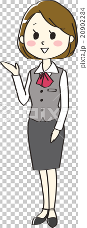 片手をあげて案内する女性 全身 片手をあげて案内する女性 全身 20902284