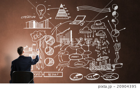 Businessman drawing business strategy 20904395