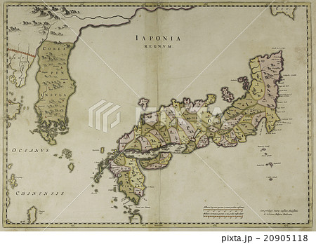 アンティークイラスト 17世紀の日本地図 のイラスト素材