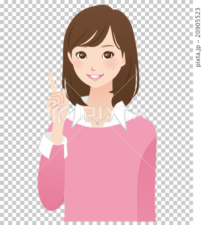 Women point pose facial expression - Stock Illustration [20905523] - PIXTA