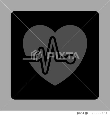 Heart ECG Rounded Square Button Heart ECG Rounded Square Button 20909723