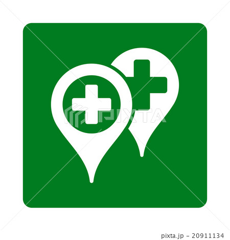 Hospital Map Markers Flat Button 20911134