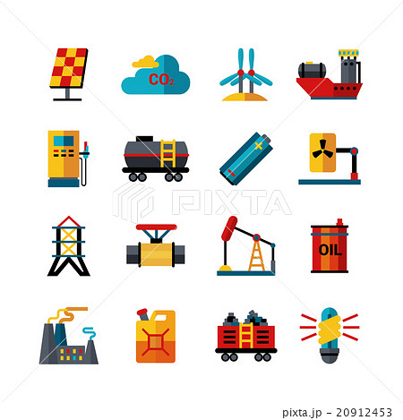 Energy Industry Production Flat Icons Set 20912453