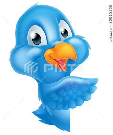 Cartoon Peeking Pointing Bluebird 20915259