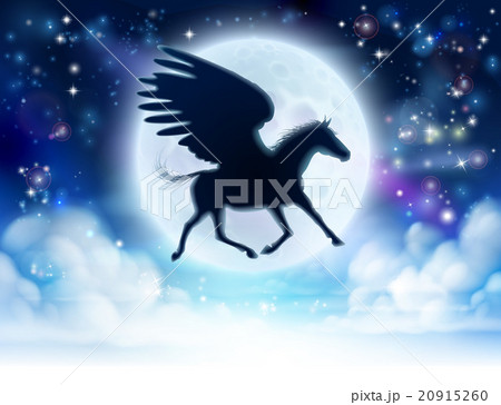 Pegasus flying moon silhouette 20915260