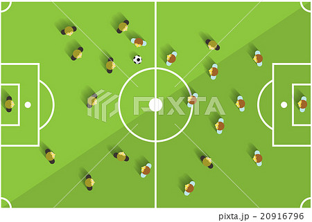 Top View Football Playground with Players Vector 20916796
