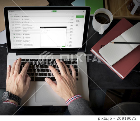 Businessman Using Laptop Working Thinking Concept 20919075