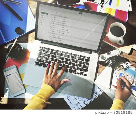 Email Working Work Station Using Laptop Technology Concept 20919189