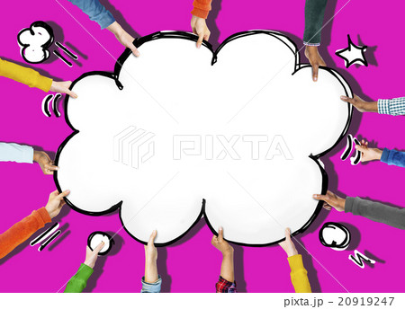 People Holding Comic Explosion Copy Space Concept 20919247