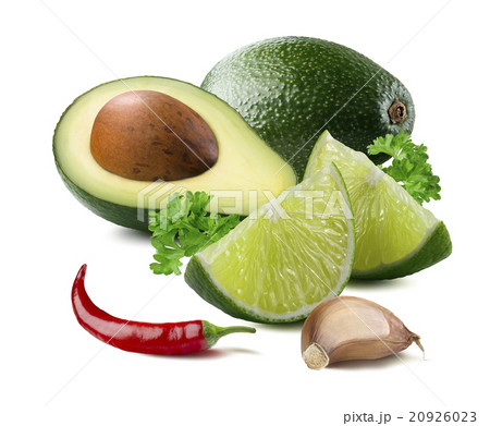 Avocado lime garlic chili guacamole isolated Avocado lime garlic chili guacamole isolated 20926023