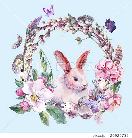 Watercolor spring Happy Easter wreath 20926755