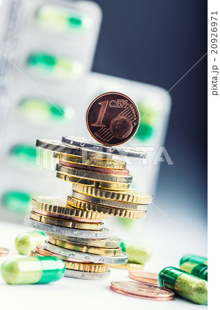 Euro money and medicaments. Eurocoins and pills. Euro money and medicaments. Eurocoins and pills. 20926971
