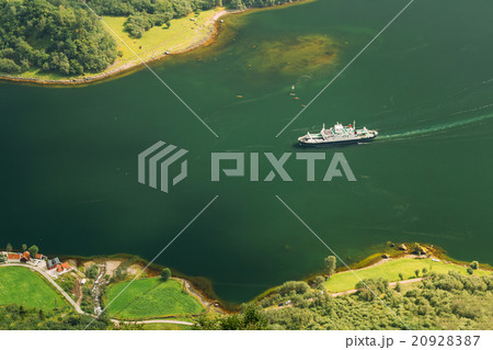Pleasure boat ship are sailing between fjords 20928387