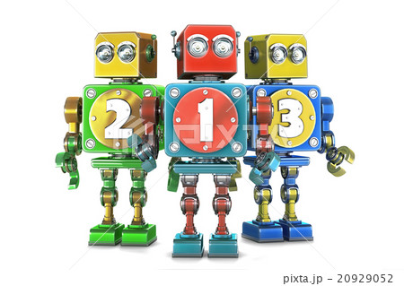 ?olorful 123 numbers sign on retro robots 20929052