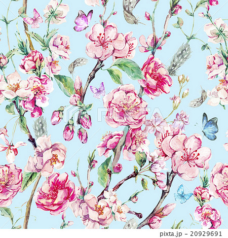 Spring seamless background with pink flowers Spring seamless background with pink flowers 20929691