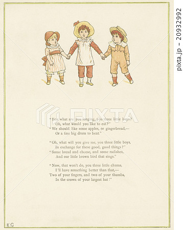 アンティークイラスト ケイト・グリーナウェイ(1846-1901)「窓の下で」19世紀後期 アンティークイラスト ケイト・グリーナウェイ(1846-1901)「窓の下で」19世紀後期 20932992