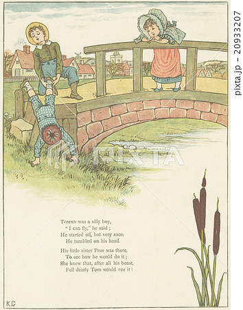 アンティークイラスト ケイト・グリーナウェイ(1846-1901)「窓の下で」19世紀後期 アンティークイラスト ケイト・グリーナウェイ(1846-1901)「窓の下で」19世紀後期 20933207