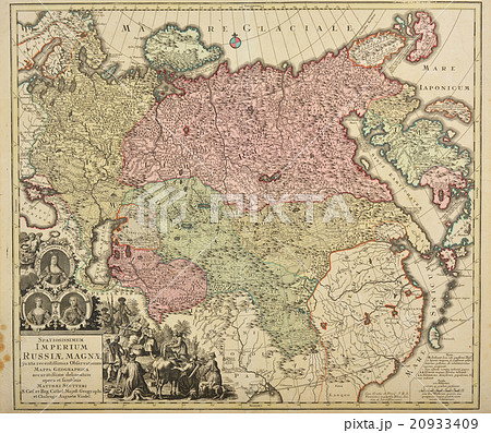 アンティークイラスト 古地図 18世紀頃のロシア帝国地図 のイラスト素材