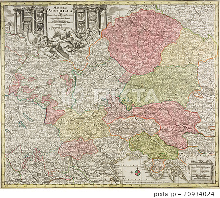 アンティークイラスト 古地図 18世紀頃のオーストリア地図 のイラスト素材
