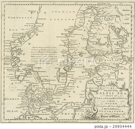 アンティークイラスト 古地図 18世紀頃の北欧地図 のイラスト素材
