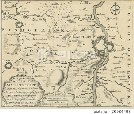 アンティークイラスト 古地図 18世紀のマーストリヒト地図 のイラスト素材