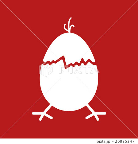 Hand-drawn cracked easter egg with bird arms and 20935347