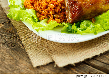 Tasty dish of chicken thigh with rice Tasty dish of chicken thigh with rice 20941476