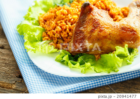 Tasty dish of chicken thigh with rice 20941477