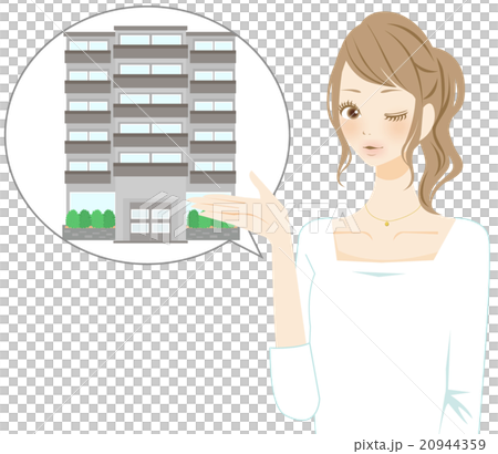 A woman smiling guiding an apartment 20944359