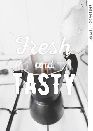 Opened coffee maker and hand drawn Opened coffee maker and hand drawn 20945698