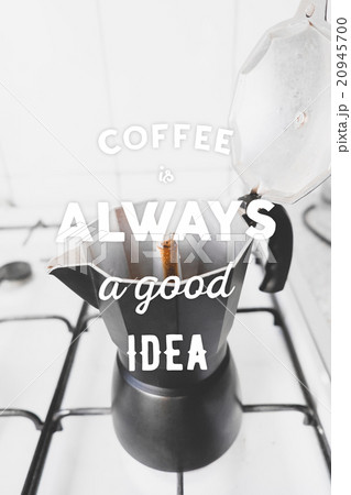 Opened coffee maker and hand drawn 20945700