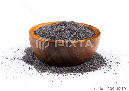 poppy seeds in a wooden bowl poppy seeds in a wooden bowl 20946250