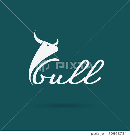 Vector design bull is text on blue background. 20948734