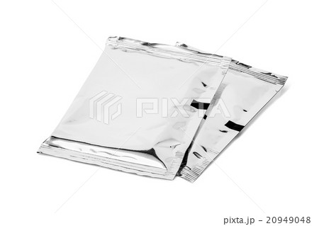blank packaging foil sachet isolated on white 20949048
