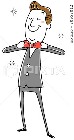 蝶ネクタイをする中年ビジネスマン 20952012