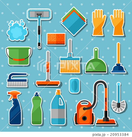 Housekeeping cleaning sticker icons set. Image can Housekeeping cleaning sticker icons set. Image can 20953384
