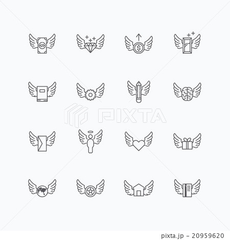 vector linear web icons set - wing concept vector linear web icons set - wing concept 20959620