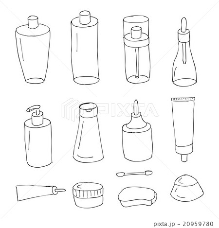 Handdrawn Set of Cosmetic Bottles and Jars. 20959780