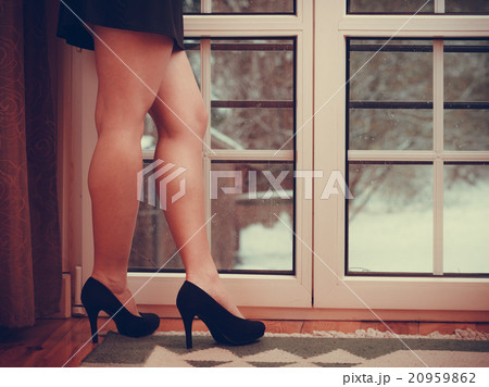 Closeup of sexy woman legs wearing high heels. Closeup of sexy woman legs wearing high heels. 20959862