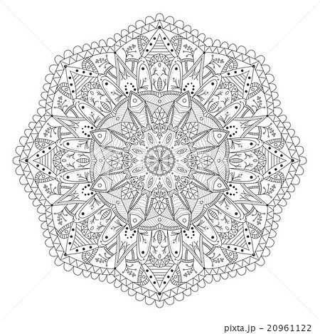 Complex detailed black Mandala on white background Complex detailed black Mandala on white background 20961122