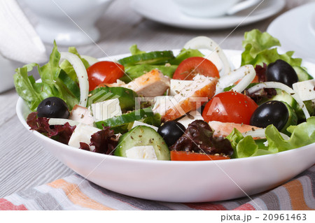 salad with chicken breast and vegetables close-up salad with chicken breast and vegetables close-up 20961463