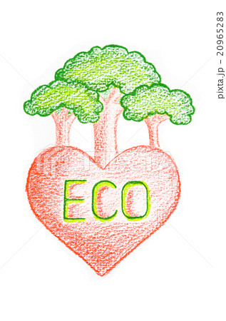 Eco heart drawing in color pencil. 20965283