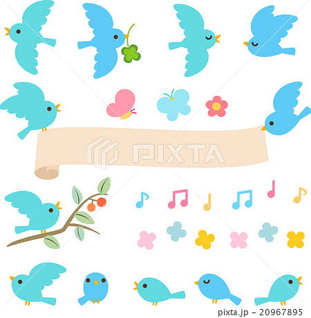 青い小鳥のイラストセットのイラスト素材 20967895 Pixta