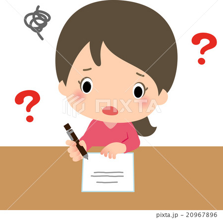 ペンを持って悩んでいる若い女性 ペンを持って悩んでいる若い女性 20967896