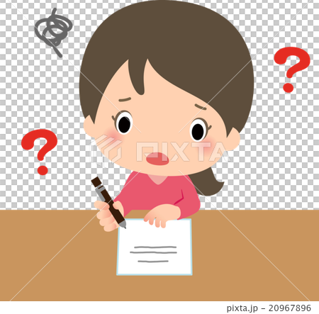 ペンを持って悩んでいる若い女性 ペンを持って悩んでいる若い女性 20967896