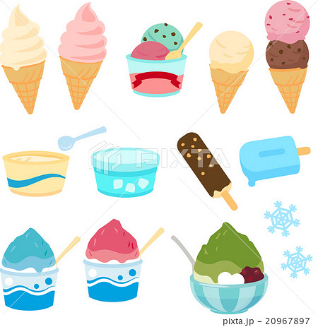 アイスクリームとかき氷のイラストセットのイラスト素材 20967897 Pixta